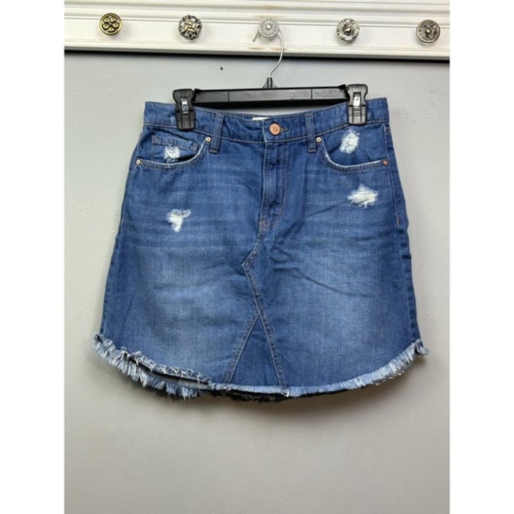 William Rast Denim Skirt Womens 28 Distressed Raw Hem Mini Jean Junior